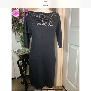 St John Sz 2 Classic knit Pointelle paisley suit Dress evening couture chic 🍾